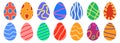 Easter egg collection. Painted vector flat design set of easter egg.