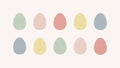 Easter egg collection. Vector modern illustration set. Abstract flat style symbol with lines texture isolated on white background Royalty Free Stock Photo