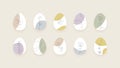 Easter egg collection. Vector modern illustration set. One line various symbol isolated on white background. Design for happy