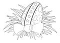 Easter egg colorable, picture for children to color, black and white, isolated.