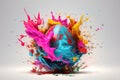 Easter egg colorful explosion Easter egg paint splash. Generative AI