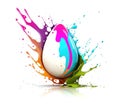 Easter egg in colorful splash isolated white background Royalty Free Stock Photo