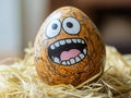 easter egg with a comical expression, close-up showing intricate details Royalty Free Stock Photo
