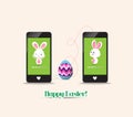 Easter egg connecting bunny together by phone