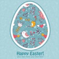 Easter egg cute floral card with birds Royalty Free Stock Photo