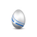 Easter egg 3D icon. Blue silver egg, isolated white background. Bright realistic design, decoration for Happy Easter Royalty Free Stock Photo