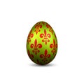 Easter egg 3D icon. Color egg, isolated white background. Flower fleur de lis design, decoration for Happy Easter Royalty Free Stock Photo