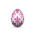 Easter egg 3D icon. Color egg, isolated white background. Flower fleur de lis design, decoration for Happy Easter Royalty Free Stock Photo