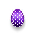 Easter egg 3D icon. Cute violet egg, isolated white background. Bright realistic design, decoration for Happy Easter