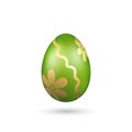 Easter egg 3D icon. Green gold egg, isolated white background. Bright realistic design, decoration for Happy Easter Royalty Free Stock Photo