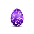 Easter egg 3D icon. Ornate color egg, isolated white background. Swirl realistic design, decoration Happy Easter