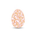 Easter egg 3D icon. Ornate color egg, isolated white background. Swirl realistic design, decoration Happy Easter