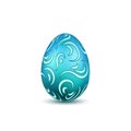 Easter egg 3D icon. Ornate color egg, isolated white background. Swirl realistic design, decoration Happy Easter