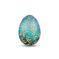 Easter egg 3D icon. Ornate color egg, isolated white background. Swirl realistic design, decoration Happy Easter