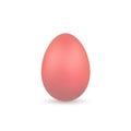 Easter egg 3D icon. Pink color egg, isolated white background. Pastel realistic design, decoration for Happy Easter