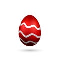 Easter egg 3D icon. Red silver egg, isolated white background. Bright realistic design, decoration for Happy Easter