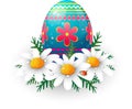 Easter egg with daisies and ladybug Royalty Free Stock Photo