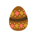 Easter egg decorated with abstract rhombuses. Vector isolated card