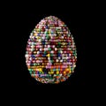 Easter egg decorated with different colorful beads isolated on black background Royalty Free Stock Photo