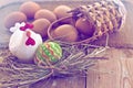 Easter egg and decorative chicken