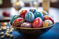 Easter Egg Designs on Festive Background. Vibrant Illustration of Joyful Celebrations