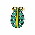 Easter egg doodle icon, vector color line illustration Royalty Free Stock Photo