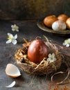 Easter egg dyed with onion skins