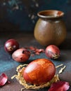 Easter egg dyed with onion skins