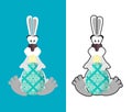 Easter egg and Easter Bunny. Bunny and egg. Funny Bunny holding