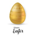 Easter egg. Easter greeting card with golden egg. Religious holiday vector illustration for poster, flyer. Decorating egg with
