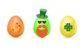 Easter egg with elements for St. Patrick s Day. Set of vector illustrations. Colored eggs isolated on white background Royalty Free Stock Photo