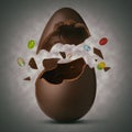 Easter egg exploded Royalty Free Stock Photo