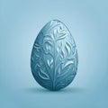 easter egg with floral pattern on blue background Royalty Free Stock Photo