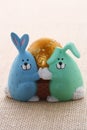 Easter egg in funny bunny and puppy eggcup