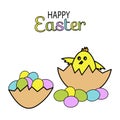 Easter egg, funny chicken. Poster design, invitations . Vector Royalty Free Stock Photo