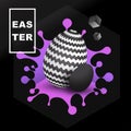 Easter egg with geometric ornament on the background of bright blot Royalty Free Stock Photo