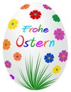 Easter Egg with german greetings on white isolated background.