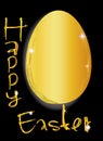 Easter egg in gold , happy easter Text