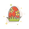 Easter egg grass flat design egg vector concept Royalty Free Stock Photo