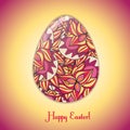 Easter egg greeting card with abstract hand drawn ornament.
