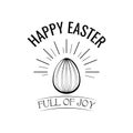 Easter egg greeting card. Vector illustration Happy Easter, Full of joy inscription. Vector.