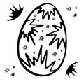 easter egg with star pattern. hand drawn illustration in doodle style. Vector isolated on white background.