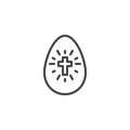 Easter egg with holy cross ornament line icon