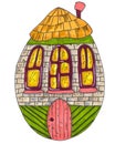 Easter egg house, fairytale illustration, element for easter