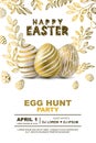 Easter egg hunt party vector poster design template. Concept for banner, flyer, invitation, greeting card, backgrounds. Royalty Free Stock Photo