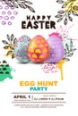 Easter egg hunt party vector poster design template. Concept for banner, flyer, invitation, greeting card, backgrounds. Royalty Free Stock Photo