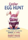 Easter Egg Hunt Poster with Bunny Hiding Behind Egg gradient Royalty Free Stock Photo