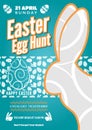 Easter Egg Hunt poster or invitation design with eggs and cute bunny. Vector illustration Royalty Free Stock Photo