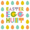 Easter egg hunt. Trendy geometric font in memphis style of 80s-90s. Easter eggs with different geometric ornaments isolated on the Royalty Free Stock Photo