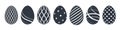 Easter egg icons. Black eggs set, isolated white background. Simple design, decoration Happy Easter. Holiday decorative Royalty Free Stock Photo